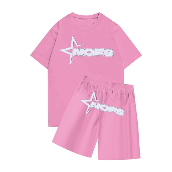 Nofs T shirt with Short Summer Tracksuit – Pink